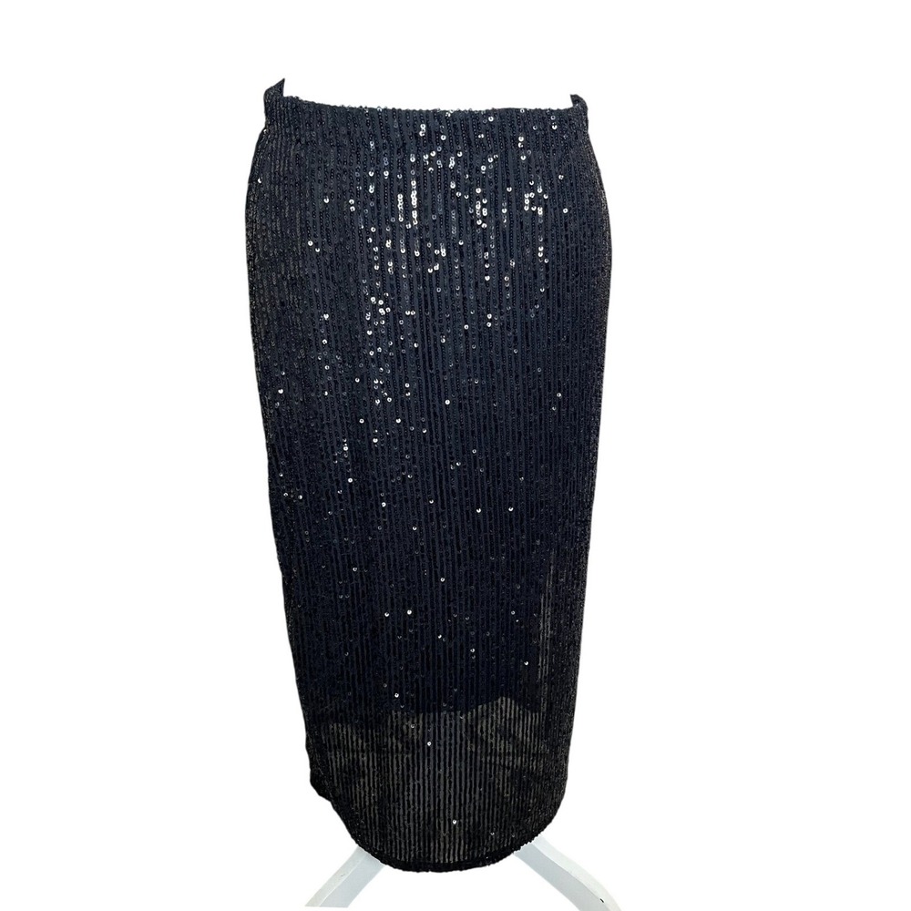 Vince Camuto Women Black Sequin Sparkle‎ and Shine Midi Skirt Size S 91522815